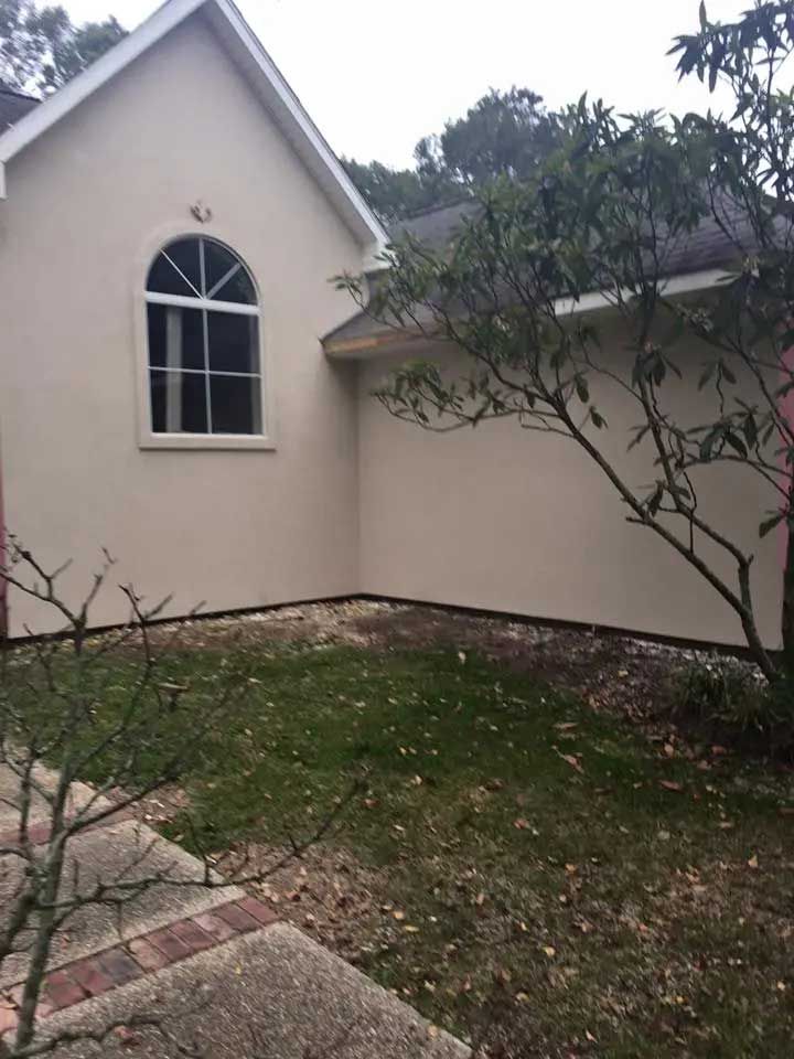 A house with a tree in front of it and a window.