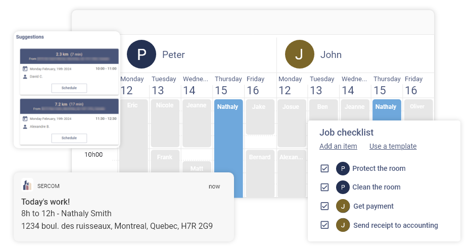 Preview of the job and job checklist page