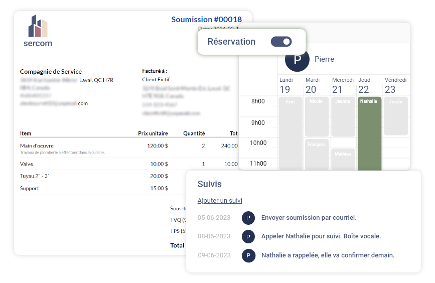 Soumission et réservation d'horaire