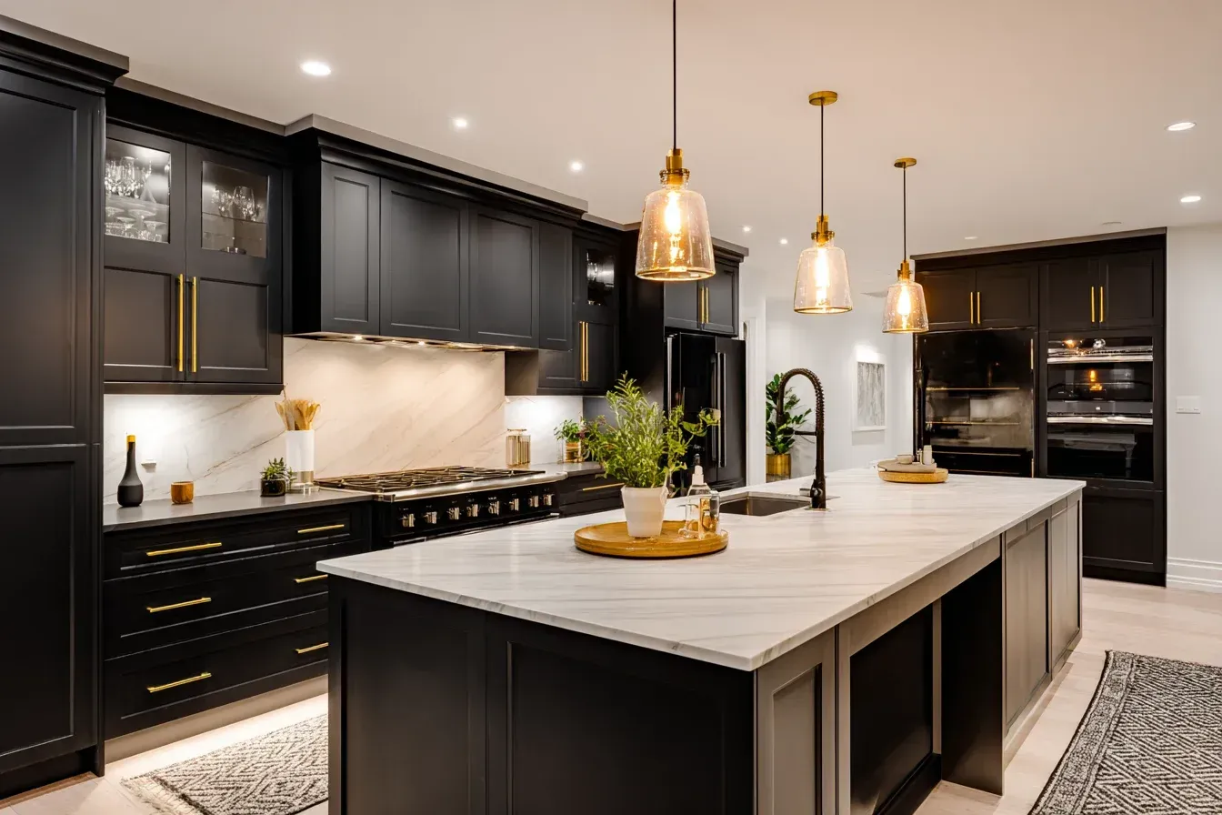 Kitchen renovation Coquitlam BC | Kitchen remodel Coquitlam Canada | Matte cabinetry, quartz backsplash, and oak shelving accents. Coquitlam renovation companies merge visual elegance with functionality. Each remodel exemplifies British Columbia quality and craftsmanship.