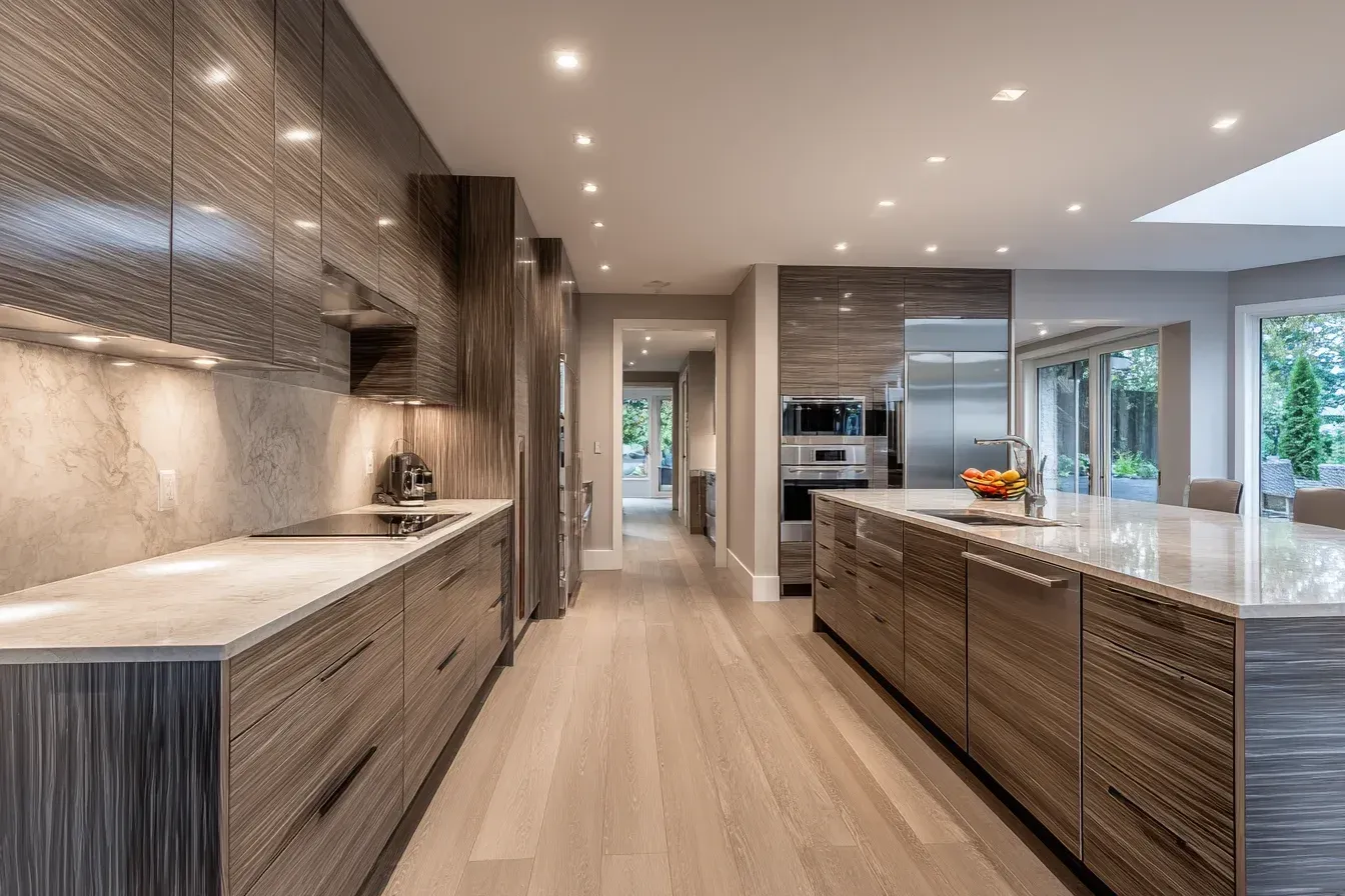 Kitchen renovation Coquitlam BC | Kitchen remodel Coquitlam Canada | Custom cabinetry, quartz waterfall islands, and integrated LED accents. Coquitlam remodelers specialize in maximizing small kitchen spaces. Every renovation combines elegance with lasting durability.