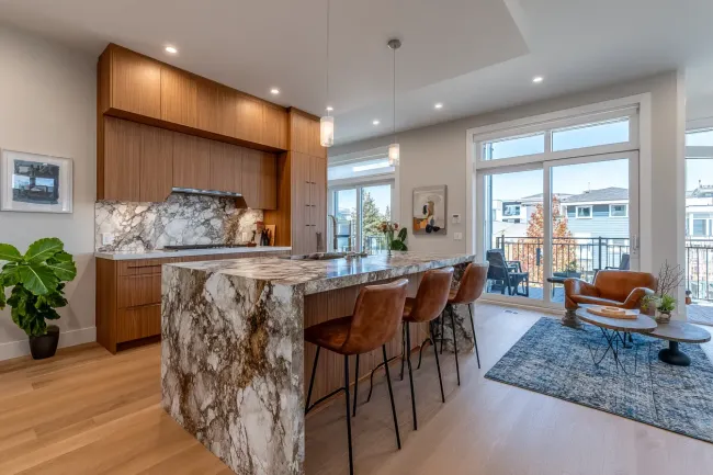 Kitchen renovation Coquitlam BC | Kitchen remodeling Coquitlam Canada | Quartz countertops with integrated lighting and stainless fixtures. Local kitchen renovation contractors focus on detail and design precision. Every remodel enhances lifestyle comfort and interior aesthetics.