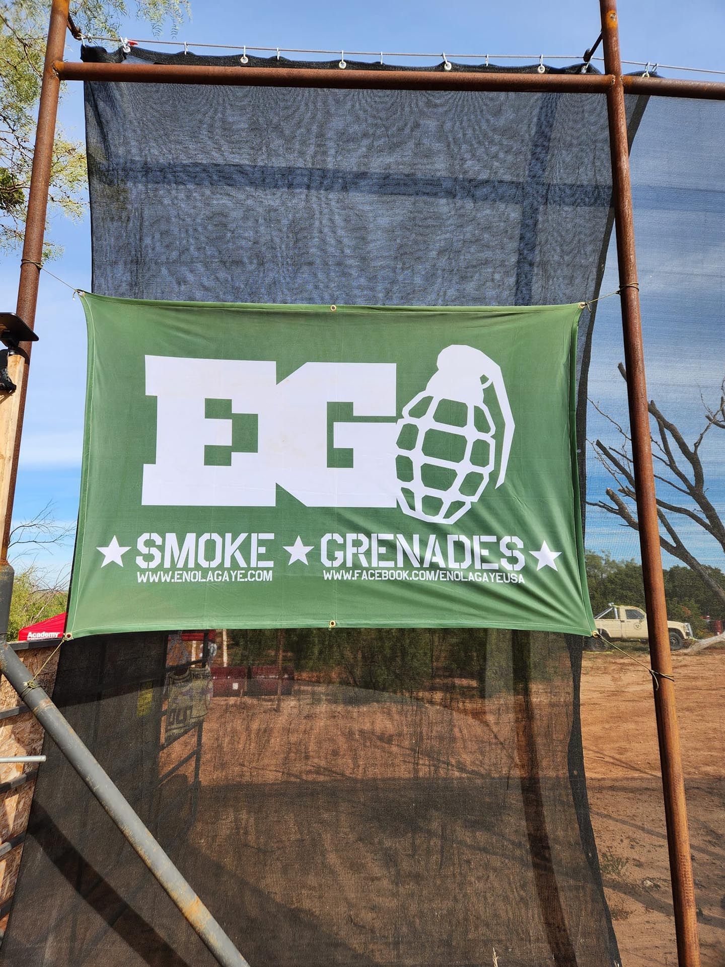 A green banner with the words ego smoke grenades on it