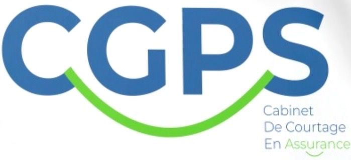 A blue and green logo for cgps cabinet de courtage en assurance