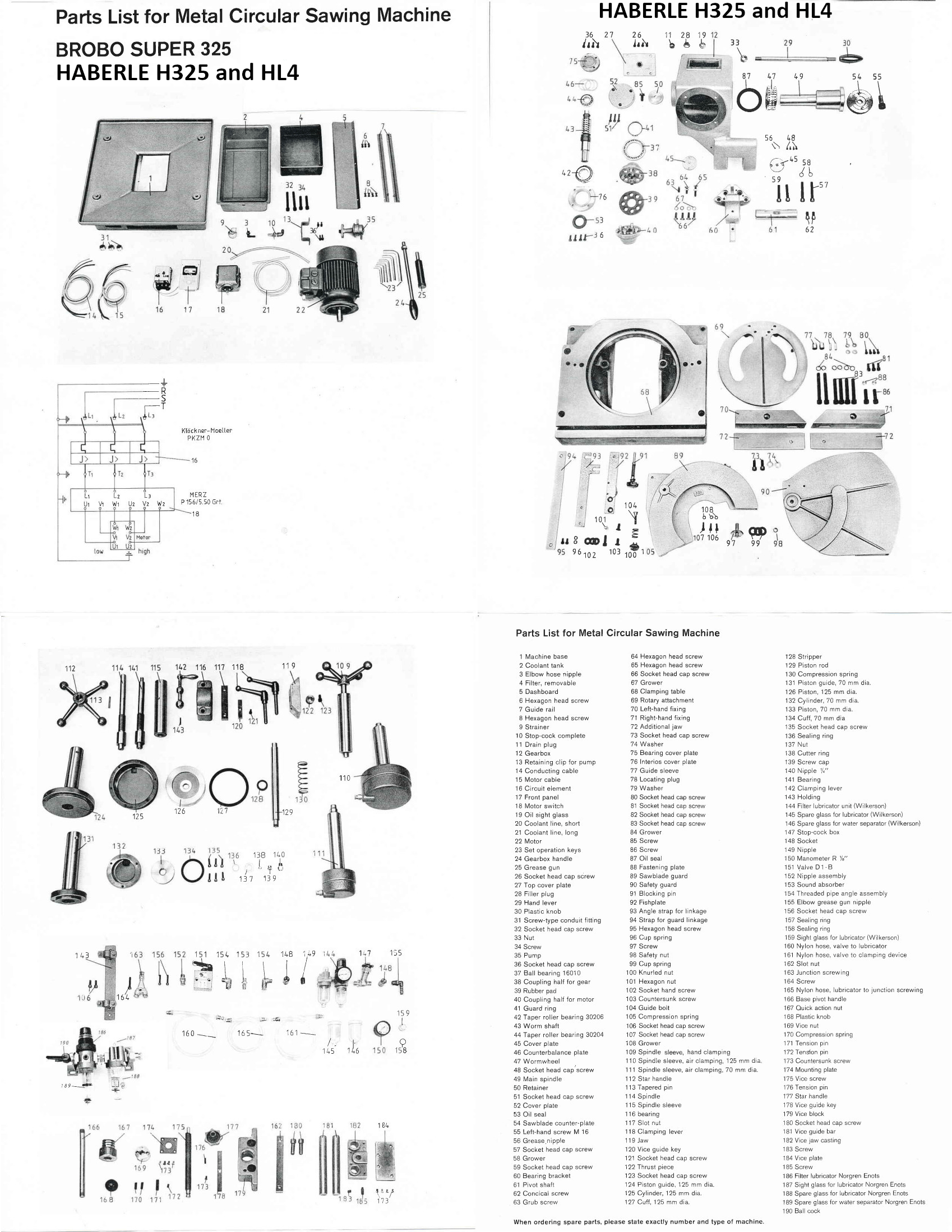 Brobo Super 325 Parts List