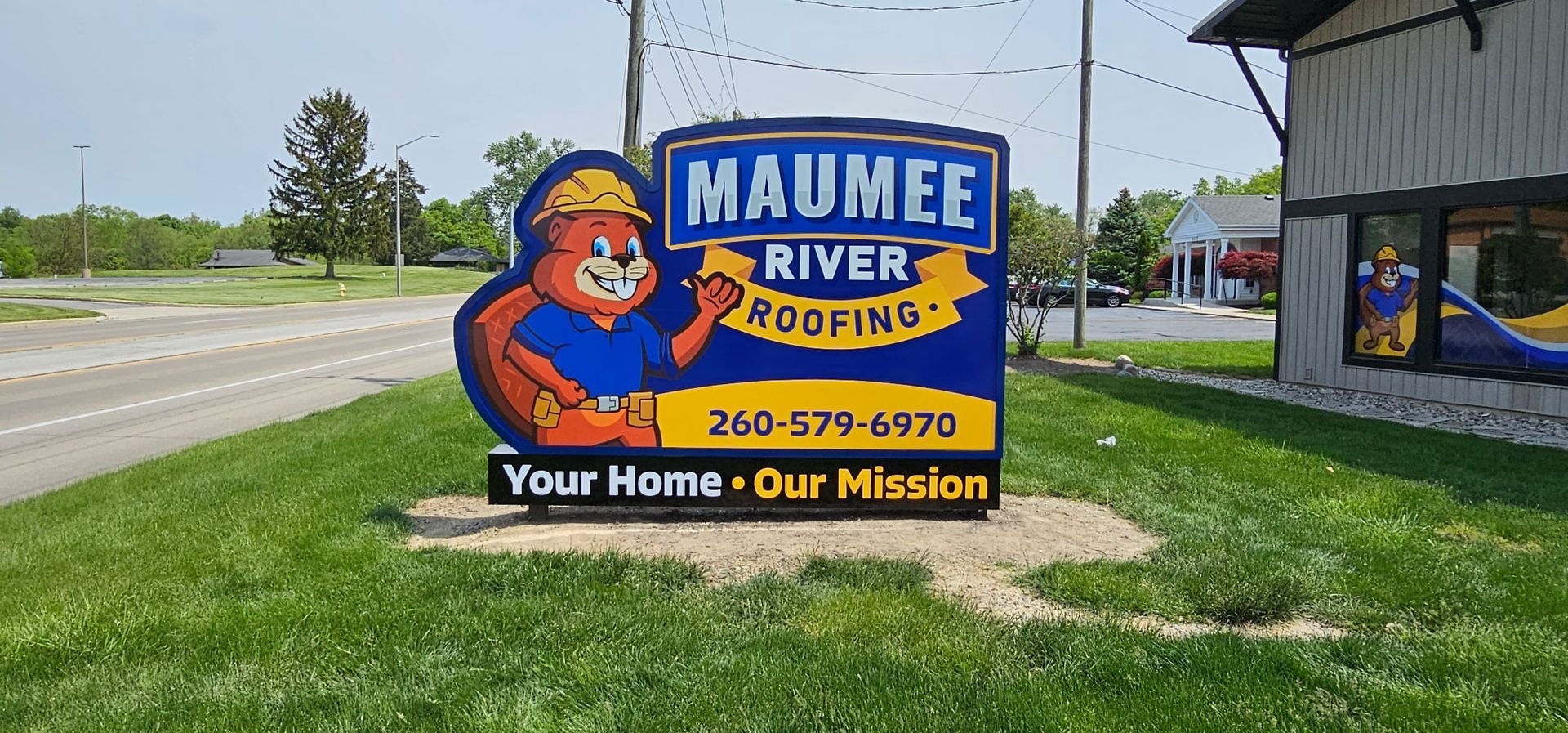 Maumee River Roofing Monument Signs — Fort Wayne, IN — The Sign Guy