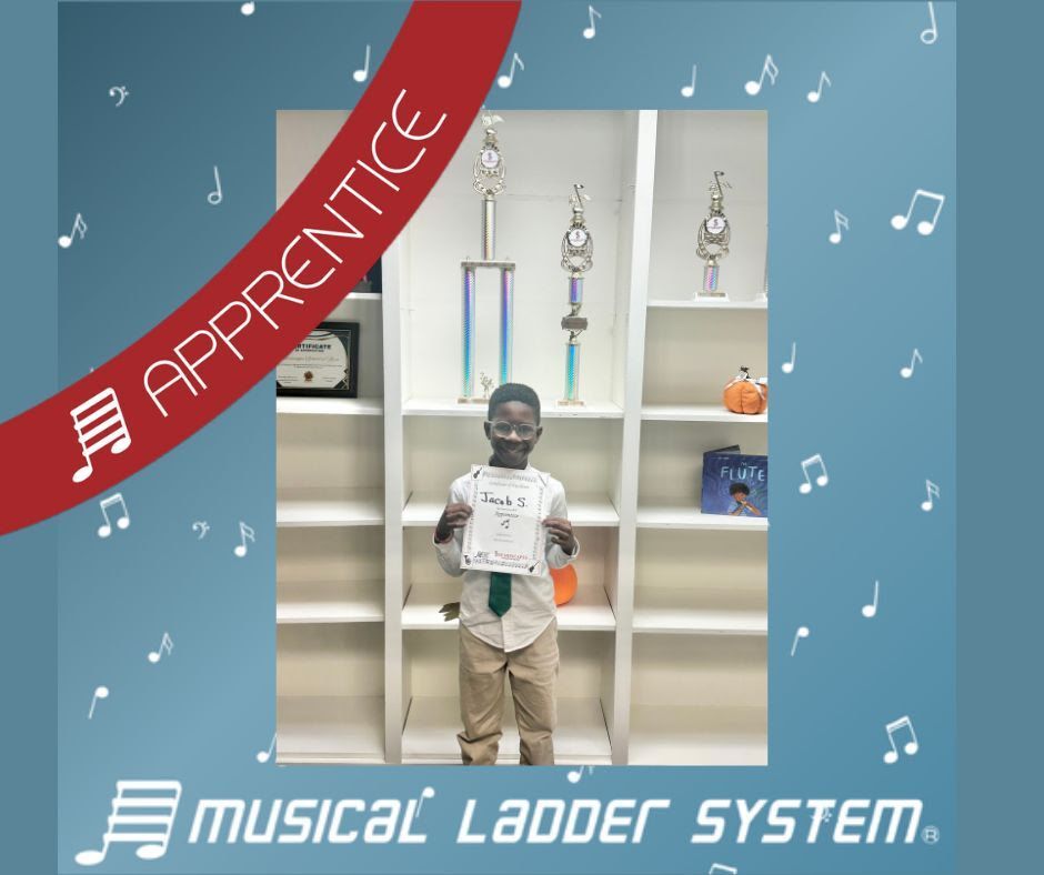 Jacob earned his certificate and wristband for 3 months of piano lessons!