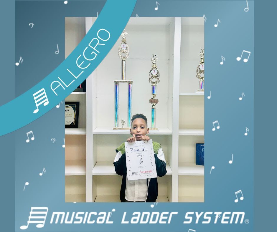 Zane earned his certificate and wristband for 15 months of piano lessons!