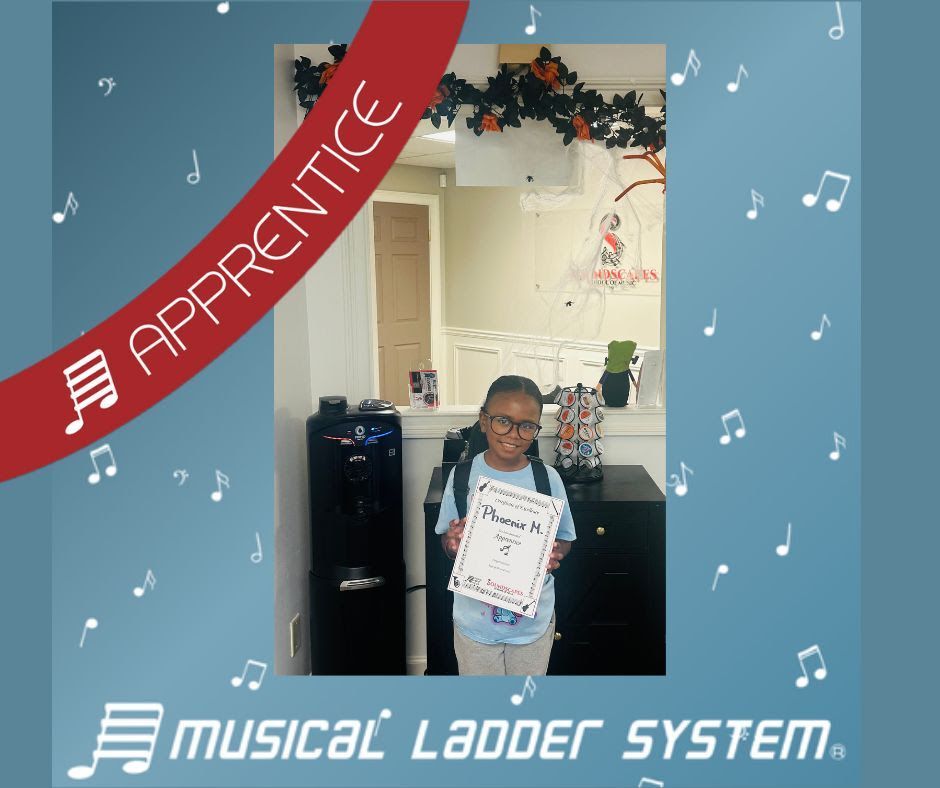 Phoenix earned her certificate and wristband for 3 months of violin lessons!