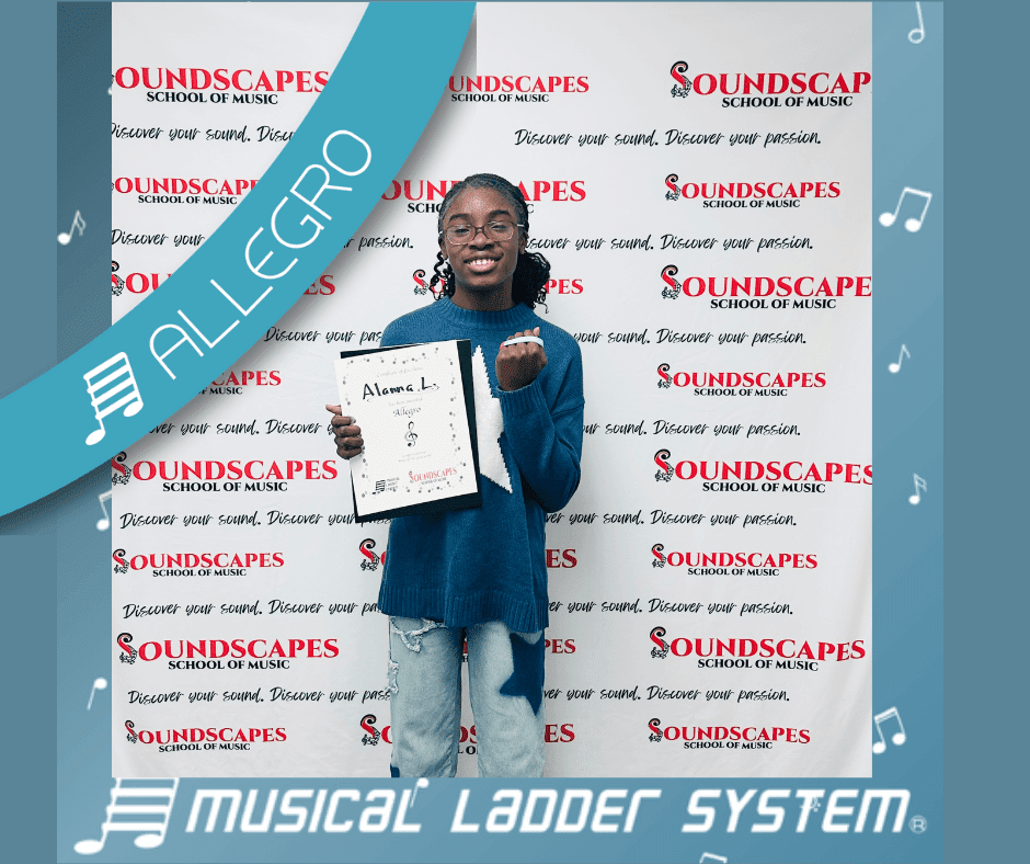 Alanna earned her certificate and wristband for 15 months of piano/violin lessons!