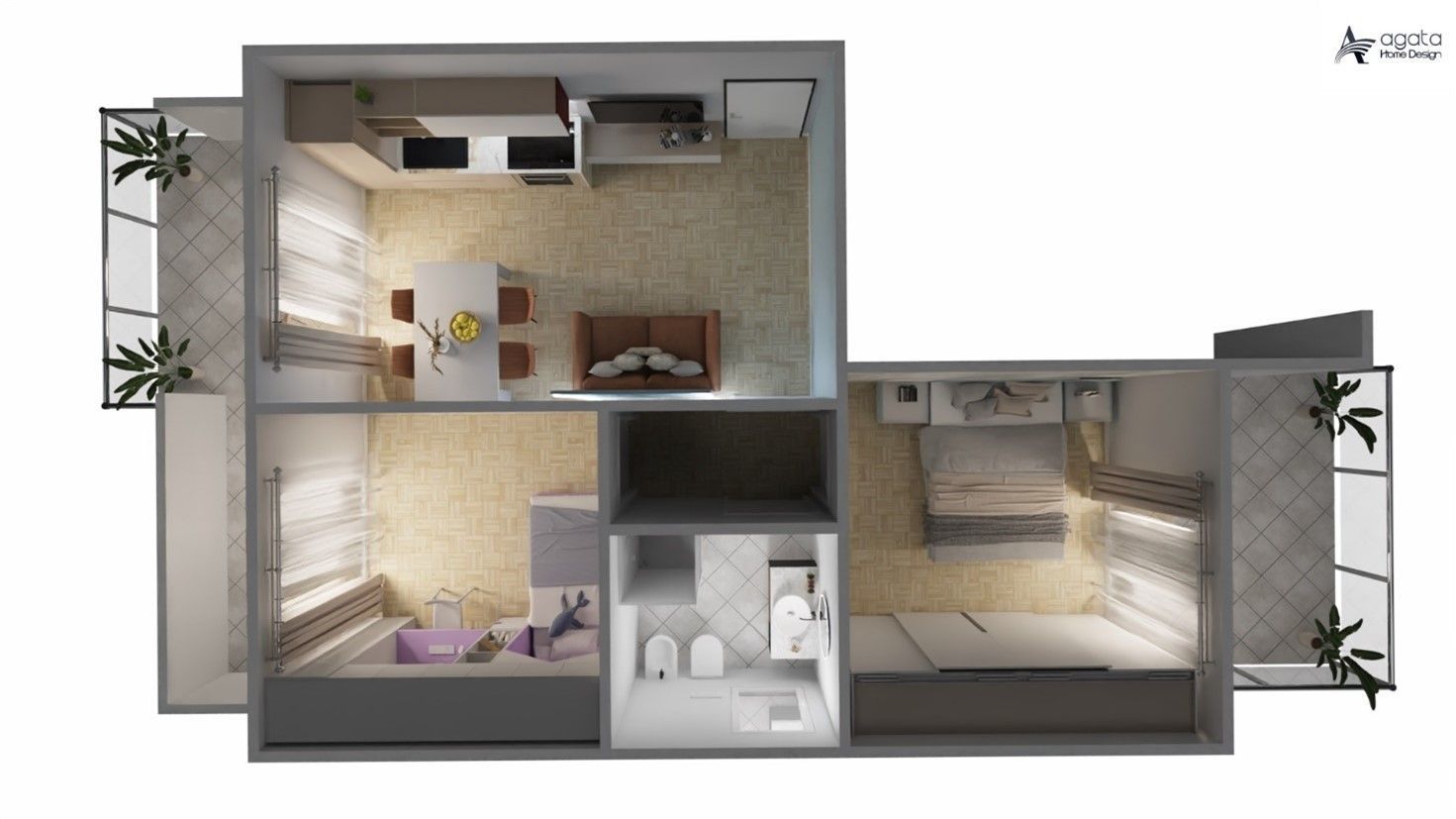 planimetria trilocale Villanova d'Asti