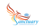 A logo for sanctuary recovery centers with a bird and a lotus flower