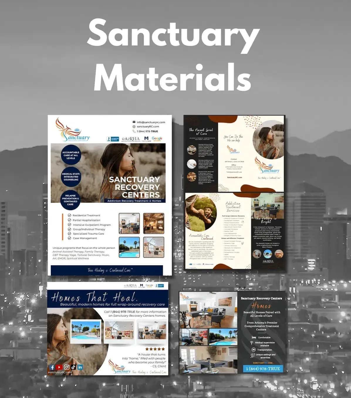 an advertisement for sanctuary recovery centers with a download button