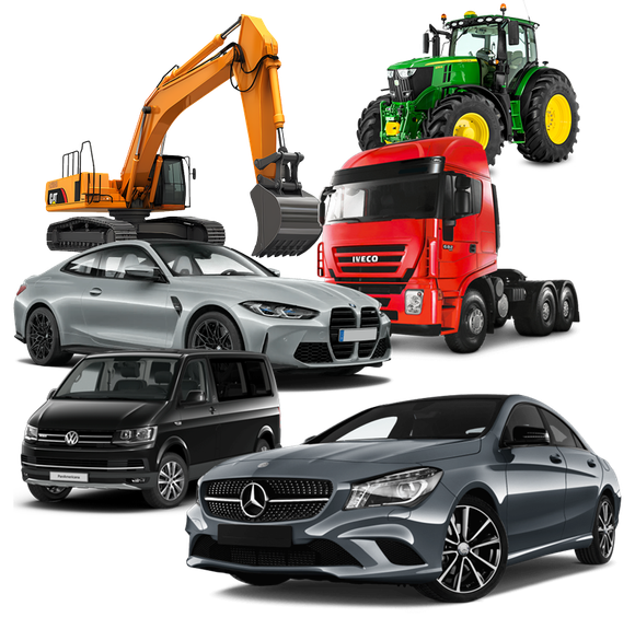 a group of cars are sitting next to each other on a white background .