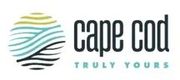 Logo for Cape Cod featuring a circular abstract wave design in green, blue, and black next to the text 