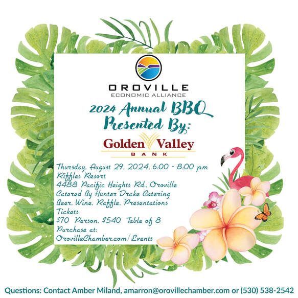 A flyer for the 2024 annual bbq presented by golden valley bank