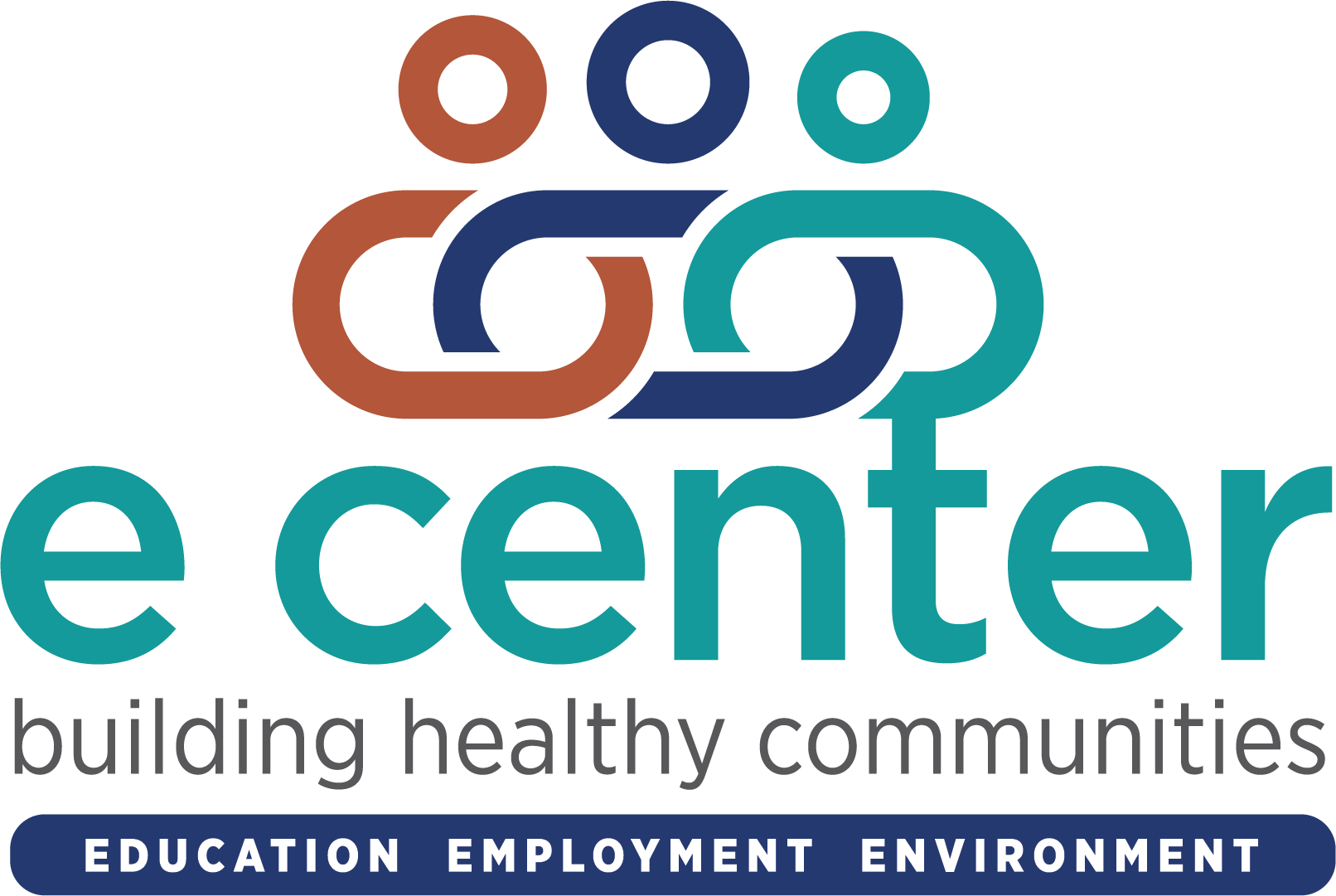 E Center logo – Building Healthy Communities. Education. Employment. Environment.