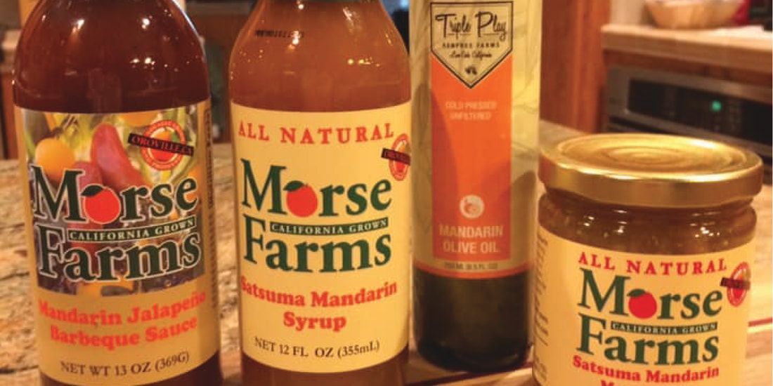 Three bottles of morse farms products are on a counter