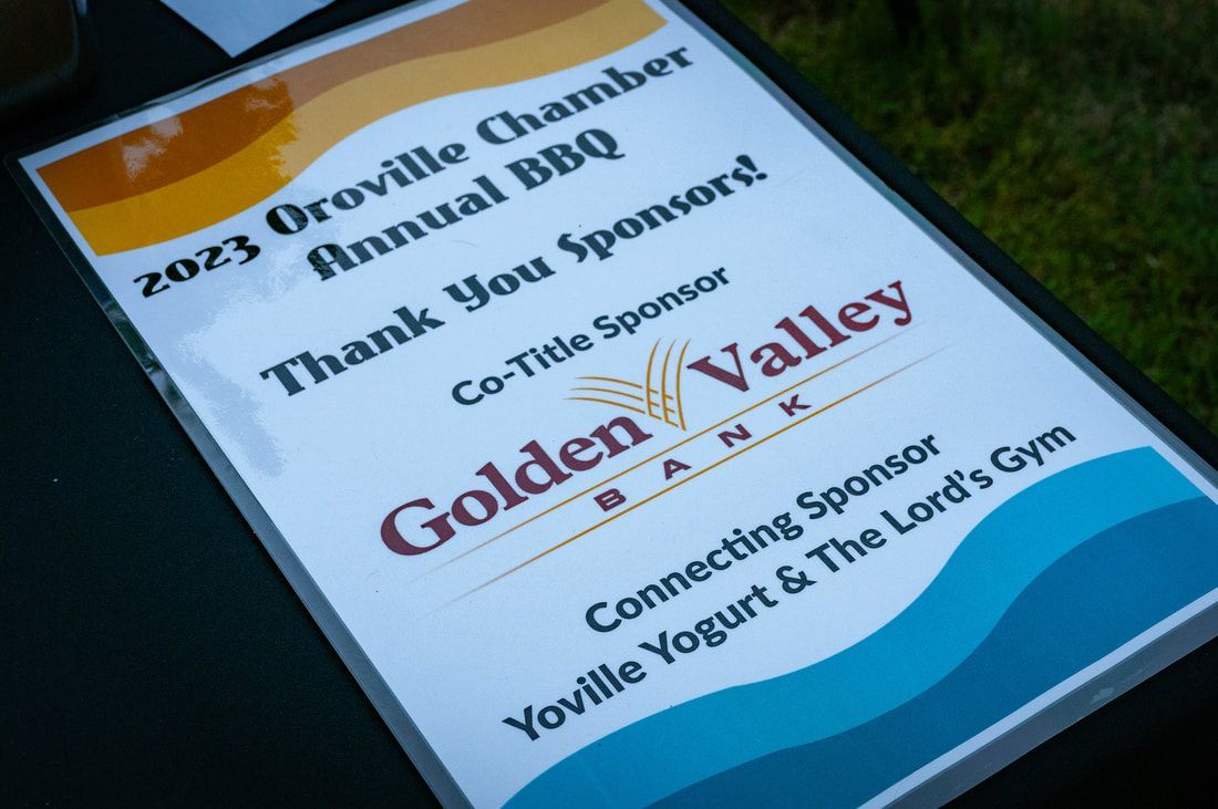 A thank you sign for the oroville chamber annual bbq