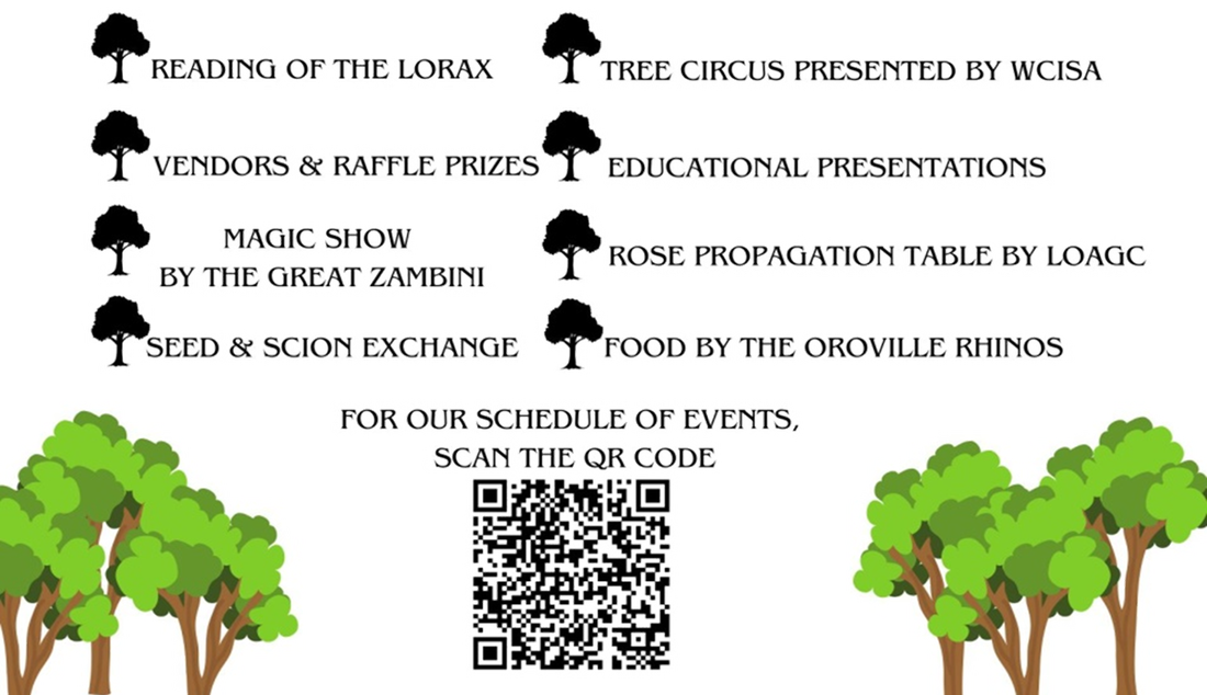 A poster with trees and a qr code on it.
