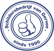 Blue circular logo: 