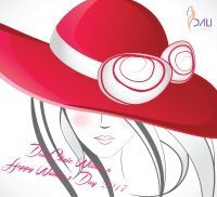 It is a drawing of a woman wearing a red hat.