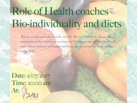 A poster for a role of health coaches bio- individuality and diets.