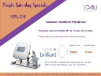 A purple saturday specials advertisement with a picture of a machine.