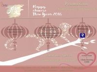 A chinese new year greeting card with lanterns and a heart.