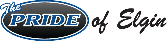 A logo for the pride of elgin is shown on a white background.