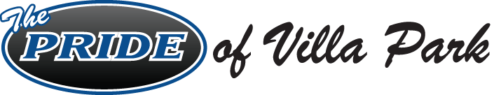 A logo for the pride of villa park is shown on a white background.