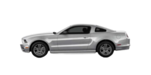 a silver mustang is shown on a white background
