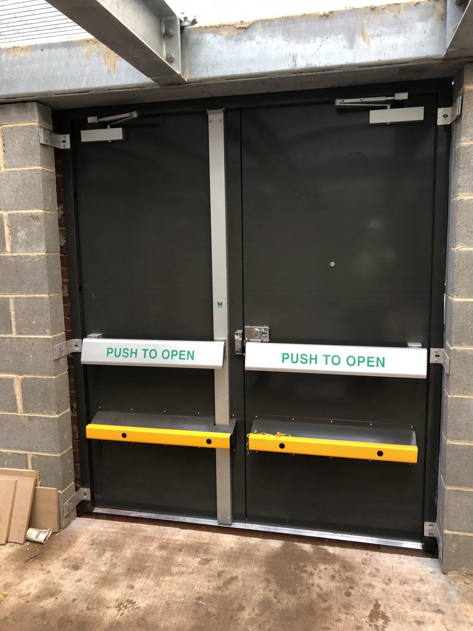 Example of Security Door with push bars to open