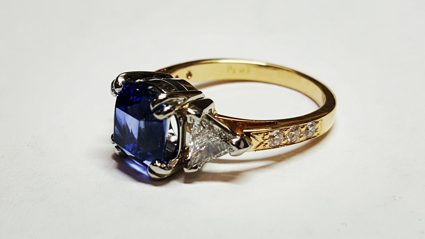 Engagement Ring with Ceylon Sapphire — Champaign, IL — Robert's: The Fine Art of Jewelry