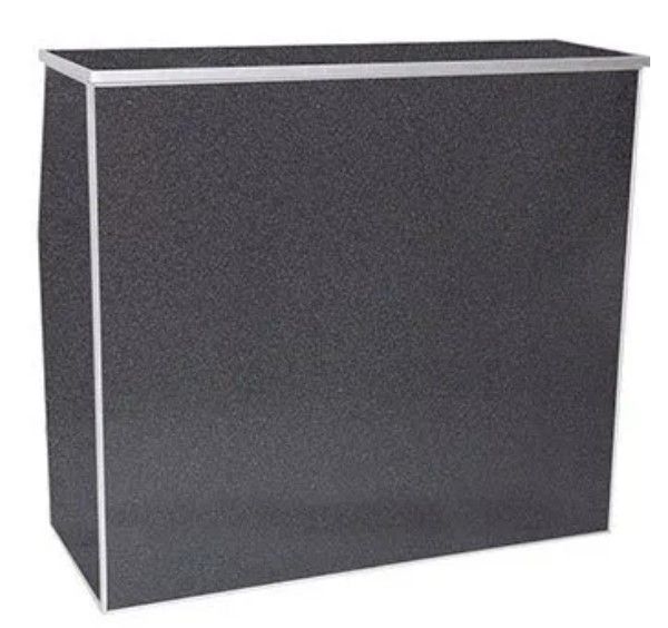A black box with a silver frame on a white background