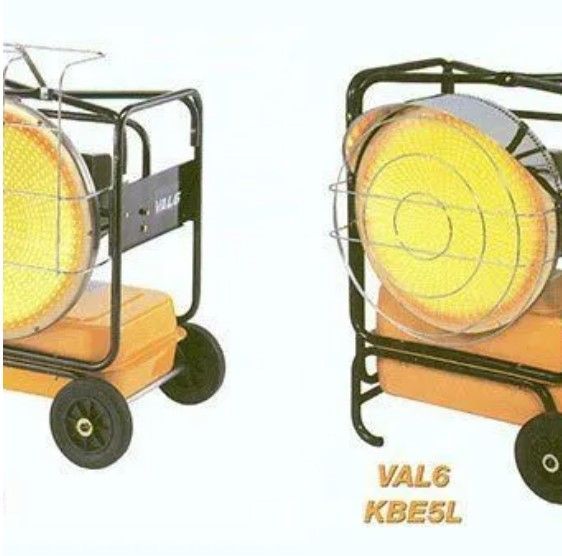 Two pictures of a vals kbe5l heater on wheels
