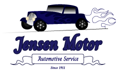 A logo for jensen motor automotive service since 1911