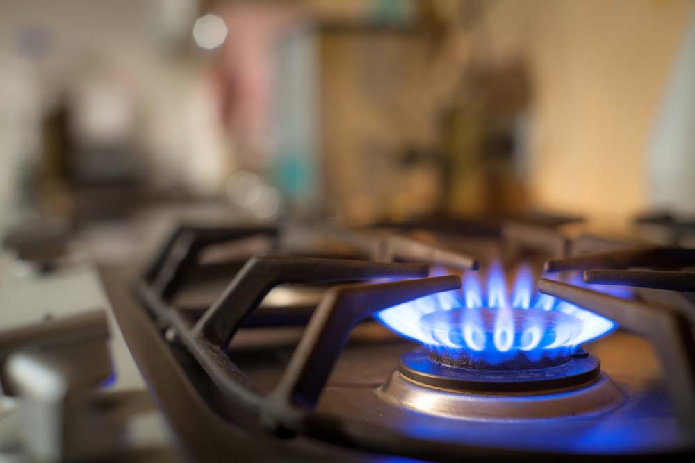 Gas Stove Blue Flames Kitchen — Electrician in Kempsey, NSW