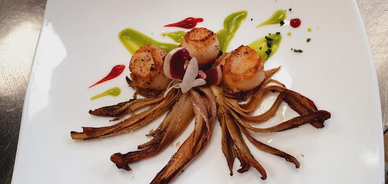 capesante con verdure al vapore