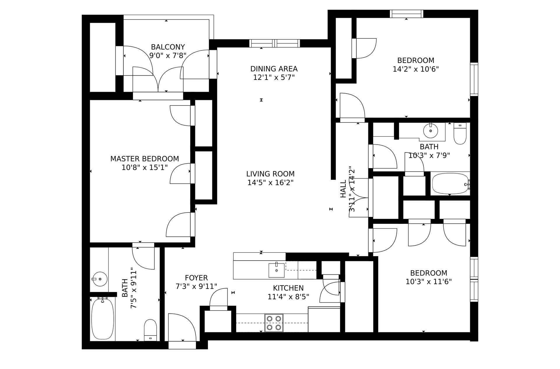 Floor Plan: Unit 107