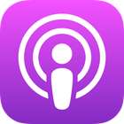 Podcast app icon, white microphone graphic on a purple and pink gradient background.