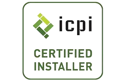 A logo that says icpi certified installer on it