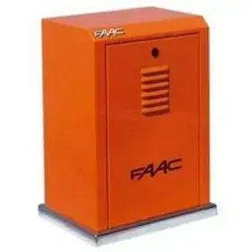 Apricancello FAAC arancione con serratura, sfiato e logo del marchio.