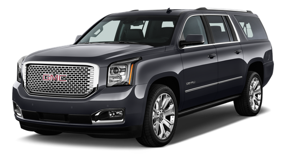 A silver gmc yukon is shown on a white background.