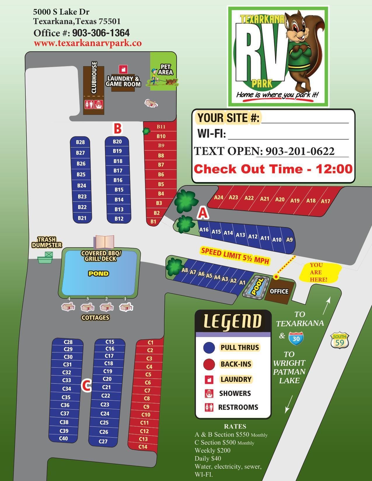 Texarkana RV Park Map