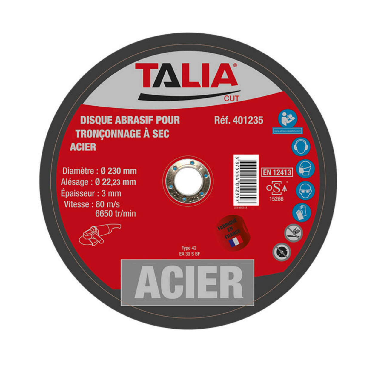 Disque abrasif métaux DISQUE ABRASIF MÉTAUX 125-230mm - TALIA