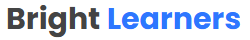 The logo for bright learners is blue and black on a white background.