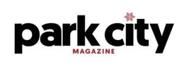 the park city magazine logo is black and red on a white background .