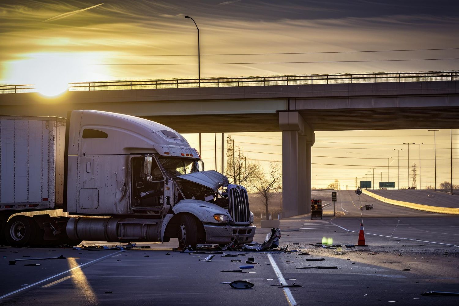 Cracked smartphone lying on ground with hand and debris blurred in background.