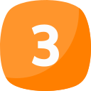 The number three is on an orange square.